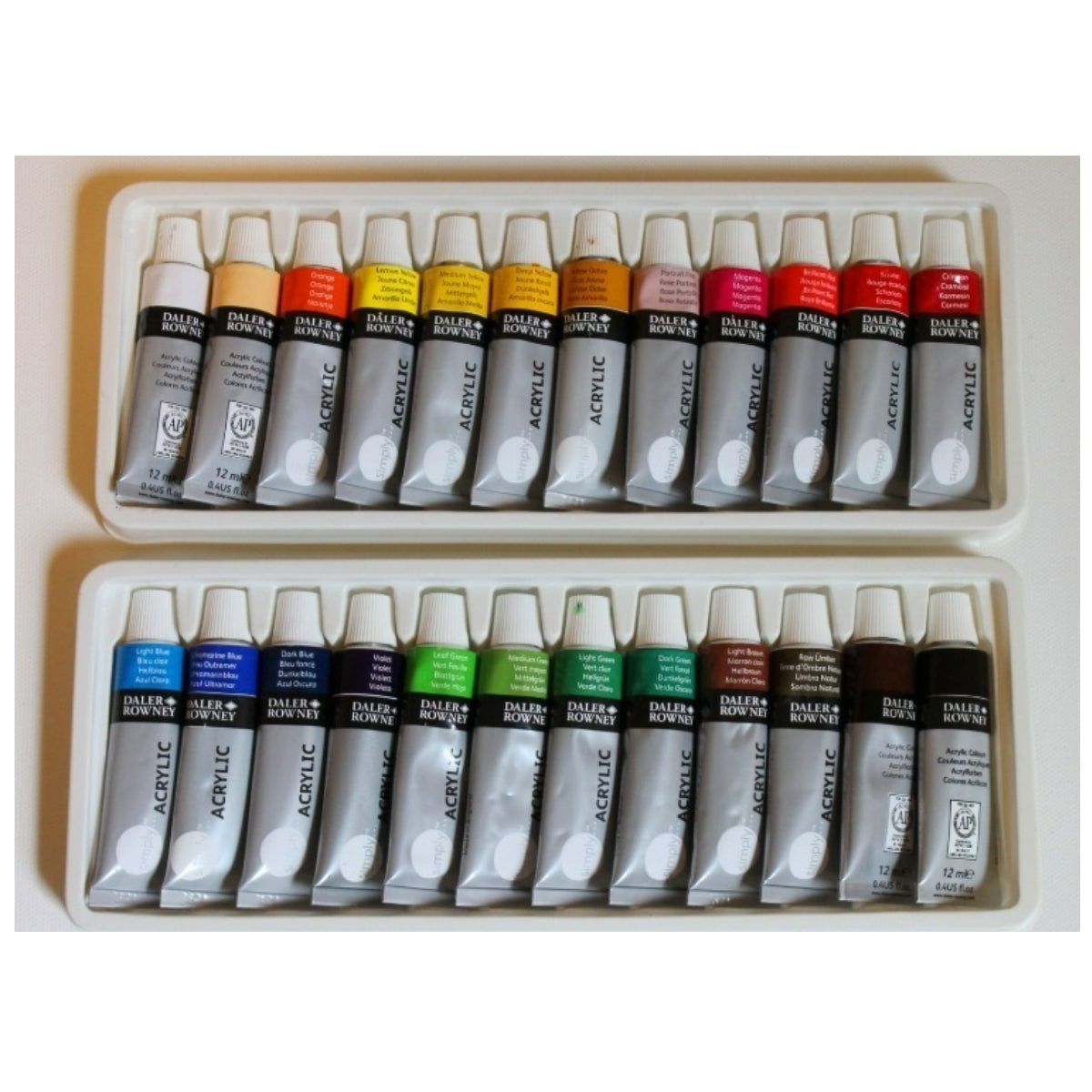 Daler Rowney Acrylic Color Set, 12 ml - 24 Color  مجموعة الوان  اكريلك انابيب صغيره